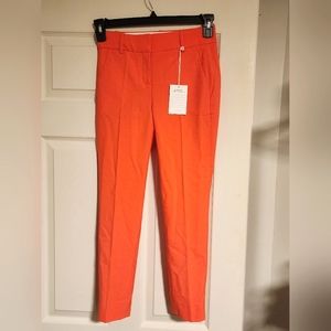 J. Crew Womens Italian Wool Tollegno 1900 Neon Orange Ankle Pants Size 00P NWT